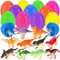 TOCAVE Ostereier Gefüllt Dinosaurier, vorgefüllte Ostereier mit Spielzeugen für Osterkörbchen, Kinder Osterparty-Gastgeschenke, Ostereiersuche für Ostereierjagd, Osterkorb Füller, Füllung Leckereien