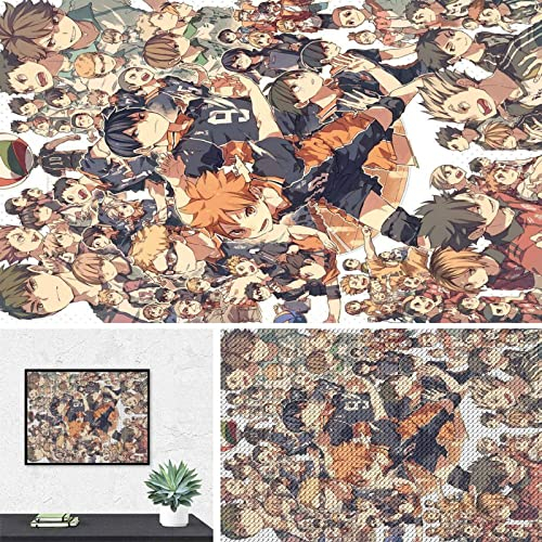 PAWCA 5D DIY Diamond Painting,Anime Haikyuu,Stickerei Kreuzstich Vollquadratisch Rund Strass Diamant Mosaik Home Decor(round drill)-40x40cm