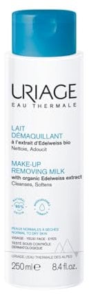 Uriage Reinigungsmilch mit Bio-Edelweiß - Gesicht & Augen - Reinigt, spendet Feuchtigkeit & macht die Haut weich - fruchtiger & blumiger Duft - hohe Verträglichkeit - 250ml