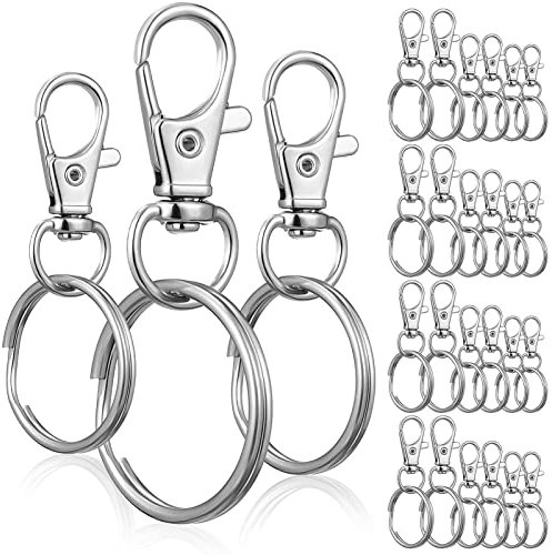 30 Stück Schlüsselanhänger Ringe Schlüsselanhänger Metall Schlüsselanhänger Clips 3 Größen Drehbare Verschlüsse Lanyard Karabinerhaken Mit Geteilten Schlüsselanhängern Zum