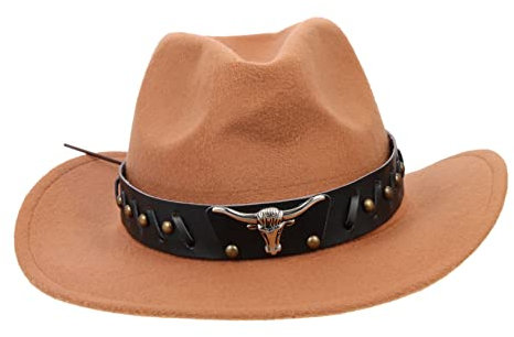 BESPORTBLE Hörner Cowboyhut Gebogener Westernhut Westliche Cowboyhüte Cowgirl-Sheriff-Hut Breiter Panamahut Weicher Panamahut -kostümhut Männer Und Frauen Reisekappe Baumwolle Kleidung