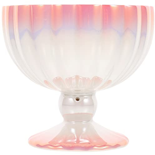 PAREKS Eisschalen Fuß Eisbecher Snackschale Keramik Eisbecher Tulpe Eisbecher Tassen Dessert Servierschalen Schale für Milchshakes Parfait Obst Snack Cocktail Party Himmelblau Eiscreme Schüssel