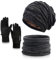 Wintermütze Schal Handschuhe Sets Damen,Weichem Strickmütze ,Touchscreen ,Warme Beanie Mütze Winter mit Fleecefutter für Ski 3Stück-Schwarz