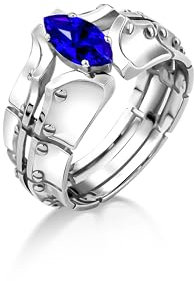 BySilverStone Jewelry Einzigartiger Saphir-Steinring Für Herren Als Statement, Außergewöhnlicher Ring, Futuristischer Saphir-Herrenring Im Marquise-Schliff In Silber, Herrenring Mit Blauem Stein