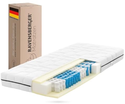 Ravensberger Matratzen Tonnentaschenfederkernmatratze Ortho-Spring - Härtegrad H3, mittelfest - 120 x 200 cm, Höhe 19 cm - 7-Zonen - Oeko-TEX® Standard 100 Zertifiziert