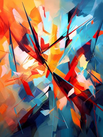 adrium Acryl-Bild 40 x 50 cm: Abstrakter Hintergrund mit blauen, roten, orangen und gelben Farbstrichen (208881783)