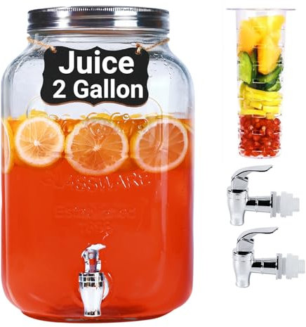Novellaire 2-Gallon Glass Decanter Drink Dispenser for Parties