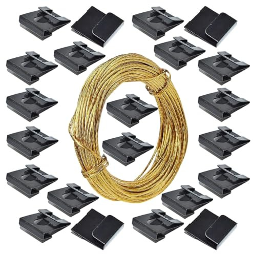 SISI UK® Clip Over Sawtooth Frame Hanger 2-3mm Board (20 Pack) Picture Hanging with 3mtr Brass Wire