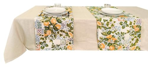 MAGIE DI CASA Tischdecken aus der Kollektion Mexiko aus Gobeline, Jacquard-Optik, hergestellt in Italien, 47 x 140 cm, Zitronen