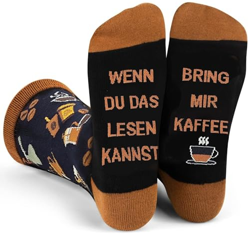 Piroo Kaffee Lustige Geschenke für Männer Frauen Geburtstag Kaffee Socken Herren Damen Wenn Du das lesen kannst Socken mit Spruch Witzig Geschenk kleinigkeiten Adventkalender Füllung Weihnachten