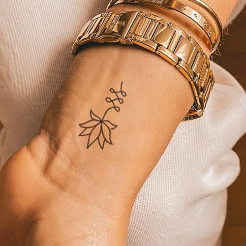 Inkster® Lotusblume Tattoo | Temporäres Tattoo mit EU-Kosmetikzertifizierung | wasserfest + vegan | revolutionäres 2-Wochen-Tattoo | Fake Tattoos und Klebetattoos für Erwachsene