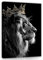 WallArena - Leinwand Bilder - Löwe mit Krone Motivation Abstrakt Tiere Schwarz Weiß - 60x40 cm Leinwandbilder Bild auf leinwand Wandbild XXL groß Wandbilder für Wohnzimmer Schlafzimmer Modern