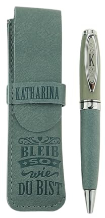History & Heraldry Bamboo Persönlicher und individueller Kuli Kugelschreiber Stift mit Namen und Spruch Personalisiertes Etui Monogramm-Design persönliches Geschenk (Kuli Katharina)