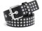 GIMIRO Punk Gürtel Damen Gürtel für Jeans PU Ledergürtel mit Sternen-Nieten, 3,8 cm Breit, Schwarz mit Silbernieten, Punk-Rock Design (Black- 3 Rows of Star Revet)