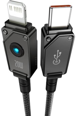Baseus PD 20W USB C auf Lightning Kabel, Unzerbrechliche Serie Schnellladekabel mit High-Speed 480Mbps Datenübertragung für iPhone 14 Pro Max, iPhone 13 bis 6 Serie, iPad, AirPods (Schwarz, 2M)