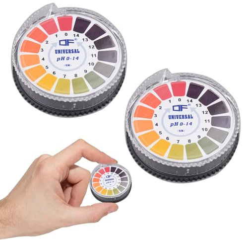 2 Rolle Universal pH Teststreifen, Messbereich 0-14, pH Testpapier Streifen, Lackmus Indikator Universalpapier Ubersäuerung Körper Ermittlung ph Wert Säuretest(5 m/Roll)