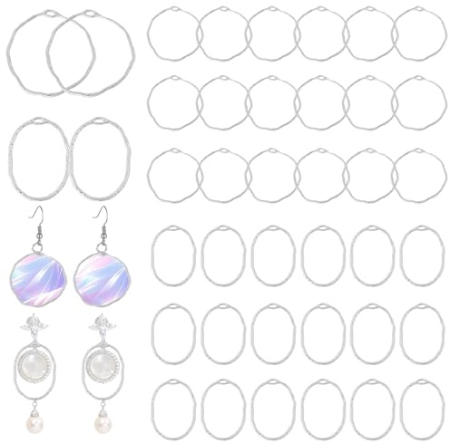 CHGCRAFT 64 Stück 2 Stile Ring Anhänger Mit Offener Lünette Runde Form Platin Offene Rückseite Lünettenanhänger Für DIY UV Harz Epoxidharz Ohrringe Armbänder Schmuckherstellung