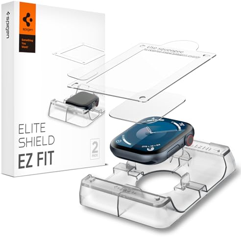 Spigen Eliteshield EZ Fit Protector Pantalla para Apple Watch 10 46mm, 2 Unidades, Kit de instalación incluido, Alta Definicion, Compatible con Fundas, Anti-Arañazos, Film Protección