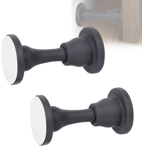 Adorila 2 Pack Door Stoppers, Wall Mount - Silicone Reusable Door Holder, Grey