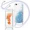 Xiltlly handyband für iPhone 6/iPhone 6s Hülle mit Band, Glitzer Flüssig Durchsichtig Transparent Silikon Handyhülle mit Kette Kordel zum Umhängen Necklace Stoßfest Kratzfest Schutzhülle, Blau