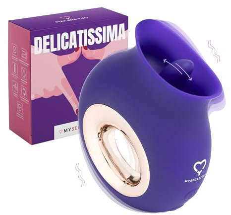 MySecretCase Vibratoreper Donna Professionale Con Lingua - Vibratore Succhia Clitoride Per Donne, SexToys Piccolo Vibrante Per Coppia, Stimolatore Lecca Clotoride In Silicone Morbido (Viola)