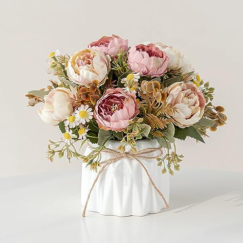 AUSHOPLAH Kunstblumen, Kunstblumen Wie Echt, KüNstliche Blumen In Vase, Desktop Kleine BlumentöPfe, Hochzeit Deko Blumen E18 (Rosa)