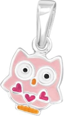 Monkimau Eule Kinder Premium Kettenanhänger 925 Silber | Hypoallergen Kinderohrringe | Mädchen Schmuck Geschenk Geschenkidee Kette