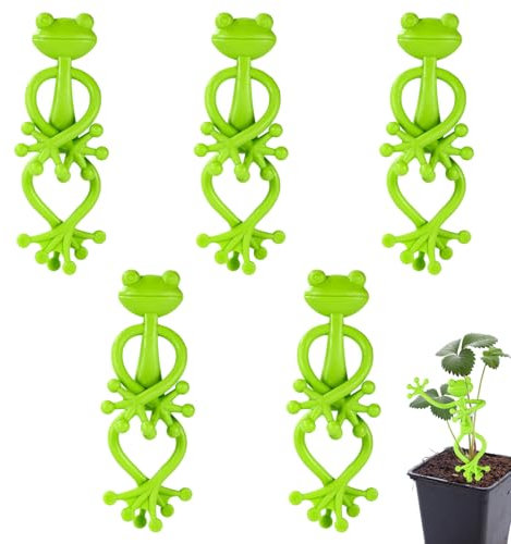5pcs Frog Plant Stand, Multipurpose Plastic Flower Stem Support for Climbing Houseplant, Leaf Holder Hook, Vines Traction Stabilizer Structure Grapple Indoor Outdoor Monstera Garden Decor Accessories