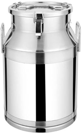 OUYUE Milchkanne Milchbehälter Hochleistungs-Milchkanne Aus Edelstahl, Milchkännchen, Eimer, Weineimer, Flasche, Eingebetteter Silikondeckel Blecheimer Mit Deckel(25L)