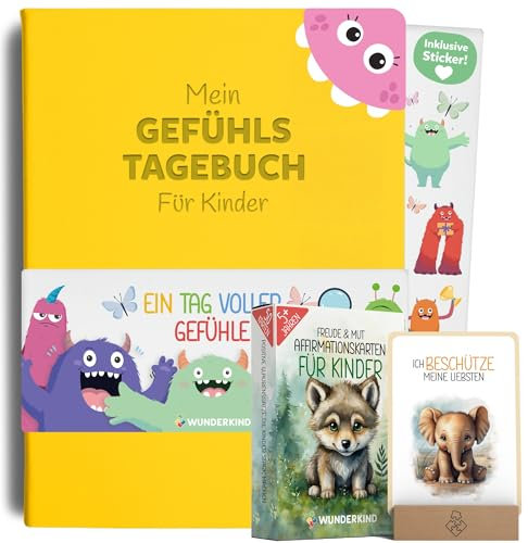 Wunderkind Gefühlstagebuch Kinder 6-12 Jahre | Tagebuch Mädchen und Jungs | Gefühle Buch Kinder | Für ein gutes Gefühl | Dankbarkeitstagebuch für Kinder (Sparbundle)
