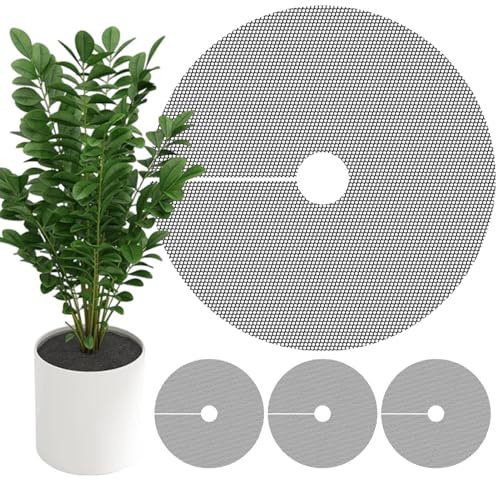Genérico Rejilla para Macetas – Barrera Anticavado para, Protector de Tierra para Macetas, Rejilla de Jardín Ajustable y Recortable para Uso Interior y Exterior, Material PE, 40cm, Pack de 4, Protege