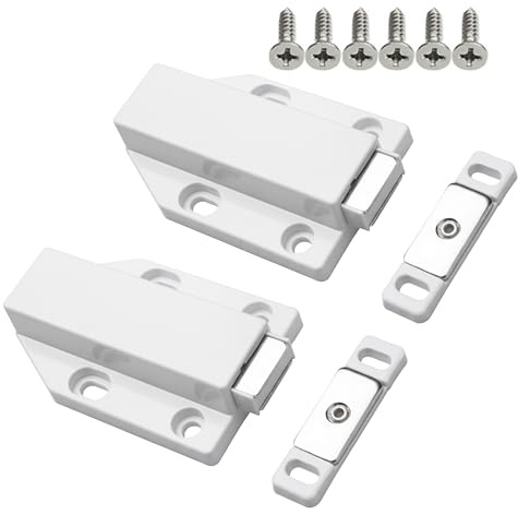 Drucktüröffner Push to Open Magnet, 2 Stück, Heavy Duty Schranktüröffner, Tip On Automatik für Möbel, Schubladen, Schranktüren, Magnetschnäpper, Drucköffner, Druckschnapper, Einfache Montage