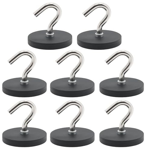 WIYETY Neodym Magnete Gummiert Extra Stark Groß Magnete Stark Außengewinde und Schraubendreher 10 kg Haftkraft, Magneten Schraubbar für Schrauben Öse oder Haken (Typ 1)