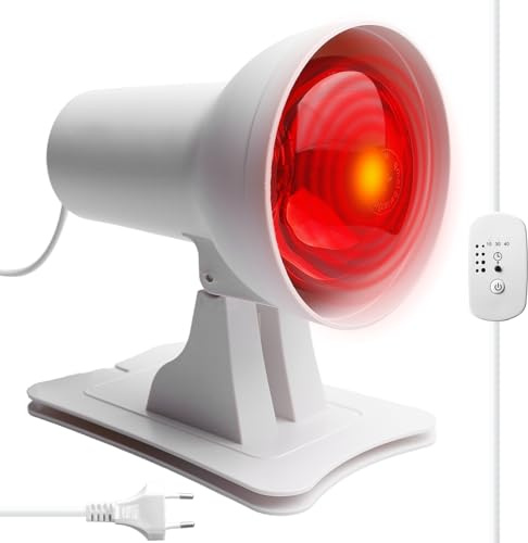 Leikurvo Infrarotlampe, Rotlichtlampe 150 Watt, Infrarot Wärmelampe mit Timer & Dimmer für Entspannende Wärme, Lockerung, Winkel Einstellbar