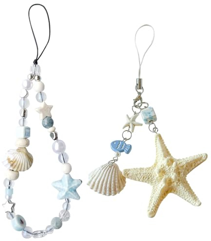 DUINIU Cadena De Teléfono Móvil Ocean Star De 2 Piezas, Cordón para Cámara Digital, Cadena De Cámara De Perlas, Cole De Llavero para Bolsa De Teléfono Móvil.