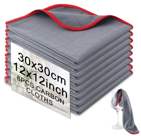 8X Paños de Limpieza Magico 400g/sm,Bayeta Cristales Microfibra Profesional,Paños de Cocina,Balletas para Ventanas Vidrios Baño Espejo Cocina Plato Coche, 30 x 30 cm