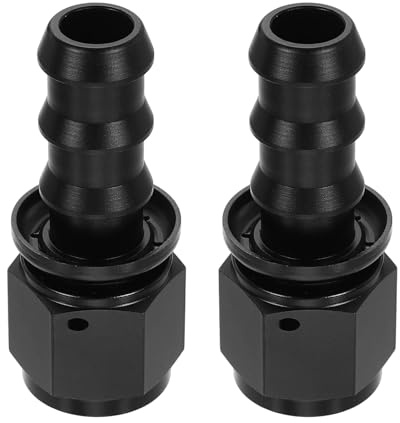 sourcing map 2pcs 10AN 0 Degree Straight Push Lock Hose Fitting End Aluminum Straight Swivel Barb Fuel Line Hose Adapter Fitting Barb Connector for Rubber Fuel Line