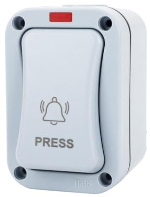 FACAIIO Interrupteur de sonnette de porte étanche pour extérieur Norme IP66, 20A AC250V Bouton poussoir illuminé pour usage industriel et commercial