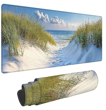 Tapis de Souris Gaming XXL - 1200x600x3mm - Plage Grand Tapis de Clavier Bureau Antidérapant avec Bords Cousus, Paysage Grand Mouse Pad Gaming pour Bureau et Maison, améliore la Vitesse -35625
