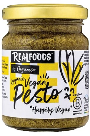 Realfoods by Organico | Organic Vegan Green Pesto – Fresh Basil & Olive Oil, Rich in Flavour, 120g