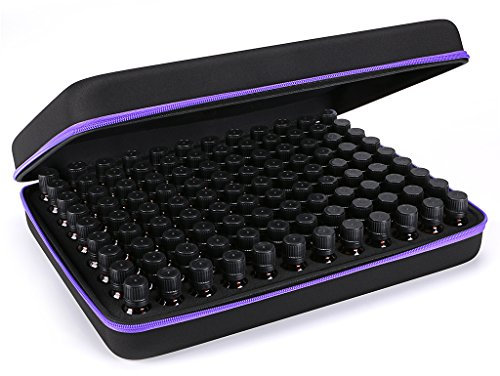 Btsky EVA 108 bottiglia portatile borsa da trasporto per olio essenziale borsa per smalto con inserto in schiuma, nero con viola (oli essenziali non inclusi)