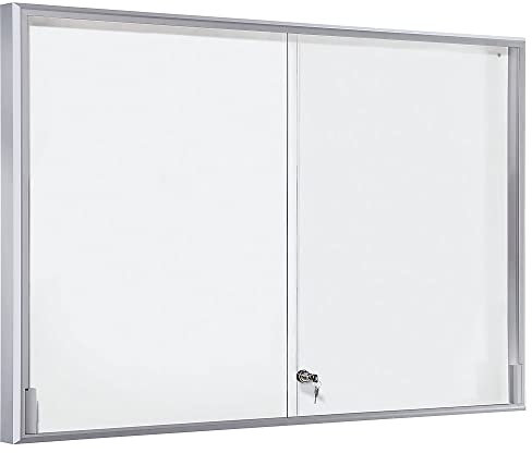 eurokraft | Schaukasten | Alu-Rahmen | Schiebetüren | 18 x DIN A4 | BxHxT 1330 x 970 x 50 mm | Rahmen eckig