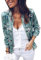 ECOWISH Veste bomber décontractée à fermeture éclair pour femme, col rond, léger, court, coupe-vent avec poche, motif floral/camouflage, Large