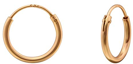 Monkimau Damen Ohrringe Creolen aus 925 Sterling Silver echt Silber mit rose Gold plattiert Durchmesser 10mm