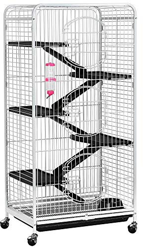 Yaheetech Jaula Hurones Grande con Pie 64x43x131cm Jaulas para Roedores Hamster Caseta para Conejos Enanos Blanca