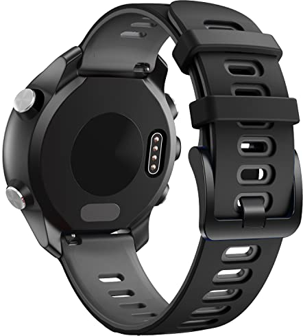 NotoCity für Garmin Vivoactive 3 Armband, 20mm Silikon Ersatzarmband Kompatibel mit Samsung Galaxy Active 2/ Gear Sport/Galaxy Watch 42 mm/Garmin Venu 2 Plus/Forerunner 645/245 (Schwarz-Grau)