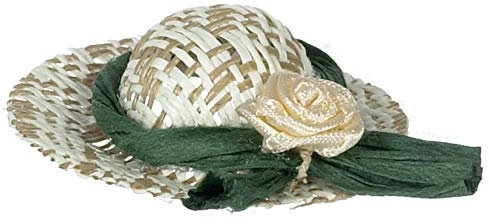 Dolls House Straw Sun Hat Khaki Band Miniature Garden Bedroom Hall Accessory