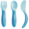 MAM Set Posate Antiscivolo, con Forchetta, Cucchiaio e Coltello, 6+ Mesi, Azzurro