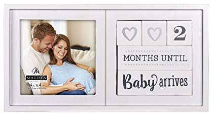 Malden International Designs 3448-44 Baby Countdown Blöcke, 4 x 4, weiß