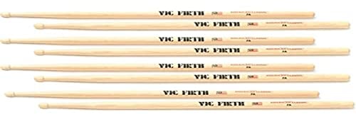 Vic Firth Bacchette per Batteria Serie American Classic 7A Hickory Americano Punta di Legno 4 x paia pacchetto di valore